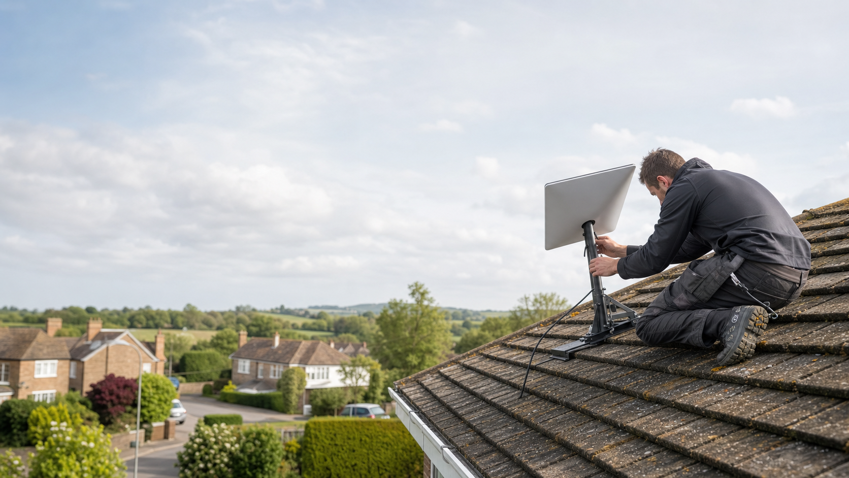 Starlink-style satellite dish installation for Canterbury, Kent